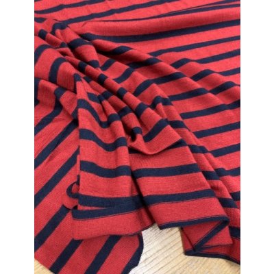 画像4: 生地：ウールポリボーダーニット（エンジ／紺）