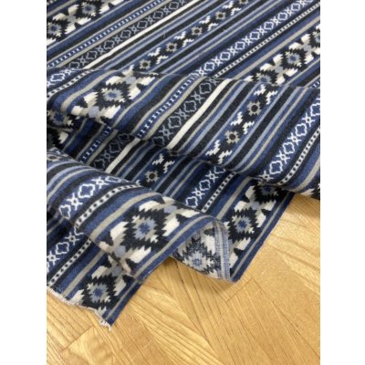画像4: 生地：ネイティブ柄プリントコットンネル（ブルー・紺）