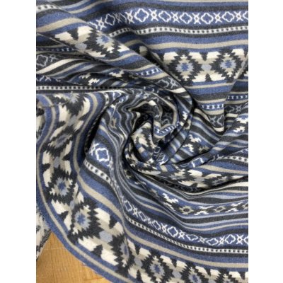 画像6: 生地：ネイティブ柄プリントコットンネル（ブルー・紺）
