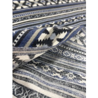 画像7: 生地：ネイティブ柄プリントコットンネル（ブルー・紺）