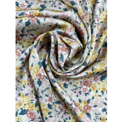 画像6: 生地：ダブル幅ポリエステル100％花柄プリント（クリーム／ピンク）