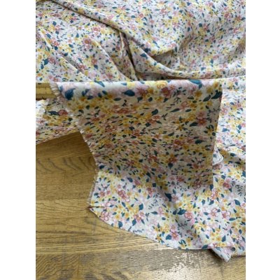 画像7: 生地：ダブル幅ポリエステル100％花柄プリント（クリーム／ピンク）