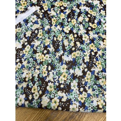 画像3: 生地：ダブル幅ポリエステル100％花柄プリント（茶／黄色）