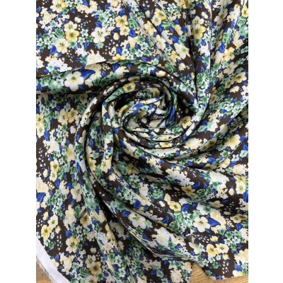 画像6: 生地：ダブル幅ポリエステル100％花柄プリント（茶／黄色）