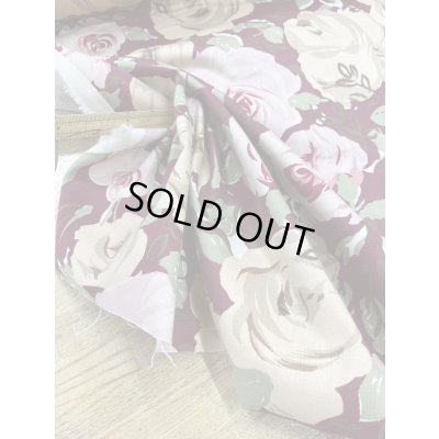 画像5: 生地：綿100％薔薇柄コットンツイル（エンジ)