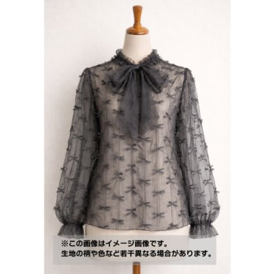 画像1: 生地：ポリエステル100％ シフォンリボン装飾（黒）