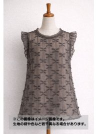 生地：ポリエステル100％ シフォンリボン装飾（茶）