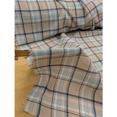 画像5: 生地：ポリエステルチェックボイル（ベージュ×ブルー）