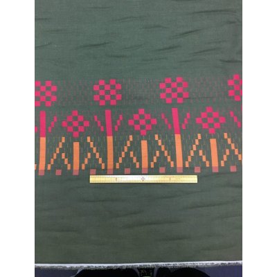 画像4: 生地:クロスステッチ風刺繍生地(カーキ)