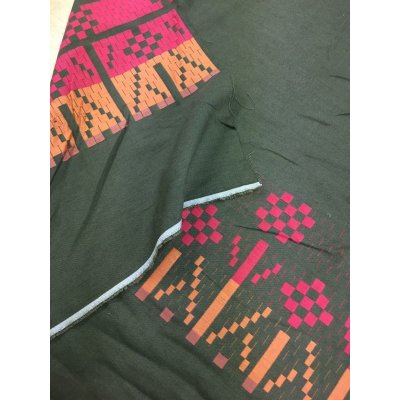 画像6: 生地:クロスステッチ風刺繍生地(カーキ)