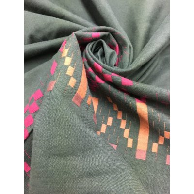 画像7: 生地:クロスステッチ風刺繍生地(カーキ)