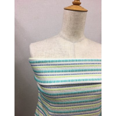 画像6: 生地：綿ボーダーシャーリングニット（グリーン系）