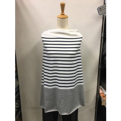 画像6: 生地：綿ボーダー75cmパネル（グレー/紺）