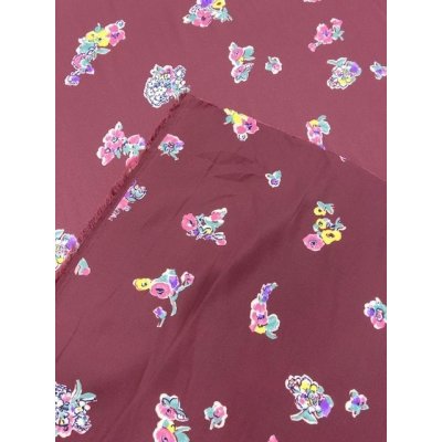 画像4: 生地：ポリエステル花柄（エンジ）