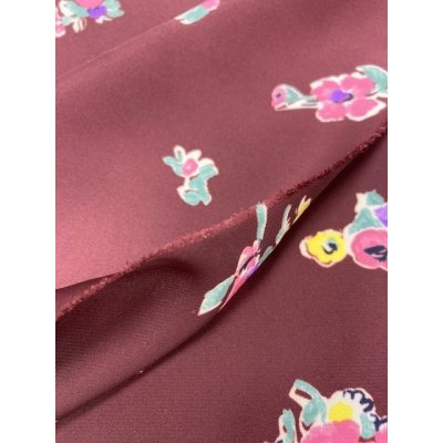 画像3: 生地：ポリエステル花柄（エンジ）