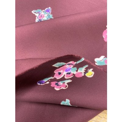 画像5: 生地：ポリエステル花柄（エンジ）