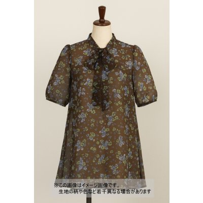 画像1: 生地：ポリエステル花柄（茶／ブルー）