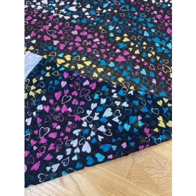 画像4: 生地：ハート柄ポリ楊柳（黒／カラフル）