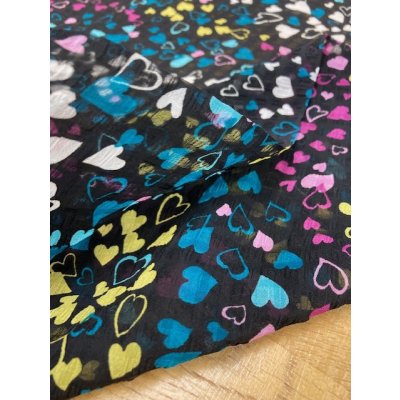 画像5: 生地：ハート柄ポリ楊柳（黒／カラフル）