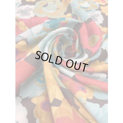 画像7: 生地：フラワー柄綿レーヨン（茶／赤）