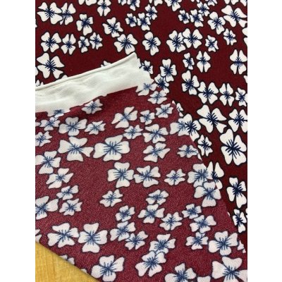 画像3: 生地：レトロ花柄ポリエステルニット（エンジ）