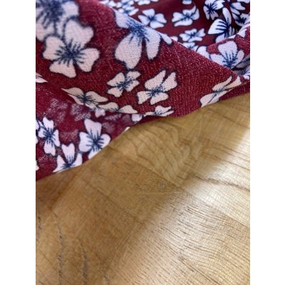 画像4: 生地：レトロ花柄ポリエステルニット（エンジ）