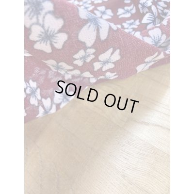 画像4: 生地：レトロ花柄ポリエステルニット（エンジ）