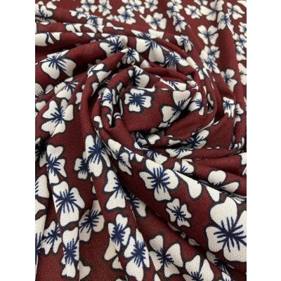画像5: 生地：レトロ花柄ポリエステルニット（エンジ）