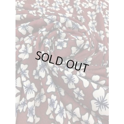 画像5: 生地：レトロ花柄ポリエステルニット（エンジ）