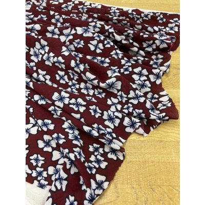 画像6: 生地：レトロ花柄ポリエステルニット（エンジ）