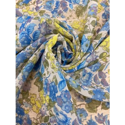 画像6: 生地:花柄ポリエステル(生成/ブルー)
