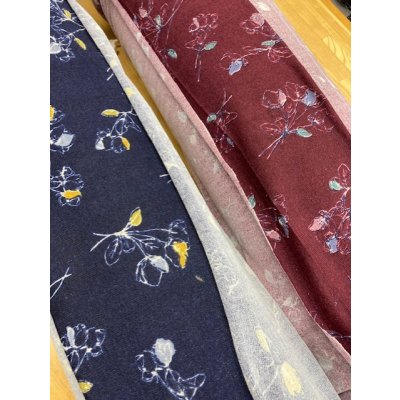 画像7: 生地：花柄ポリエステルニット95cmパネル（エンジ）