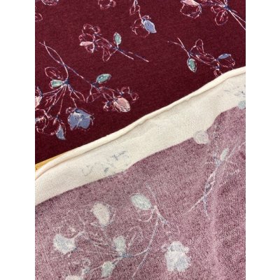 画像3: 生地：花柄ポリエステルニット95cmパネル（エンジ）