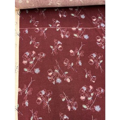 画像5: 生地：花柄ポリエステルニット95cmパネル（エンジ）