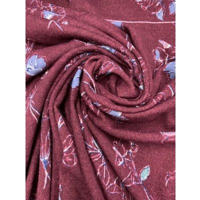 画像4: 生地：花柄ポリエステルニット95cmパネル（エンジ）