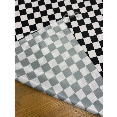 画像3: 生地：格子柄ポリステル（黒／白）