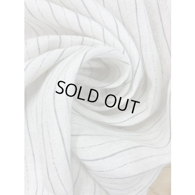 画像6: 生地：ラメストライプ柄綿麻（白／グレー）