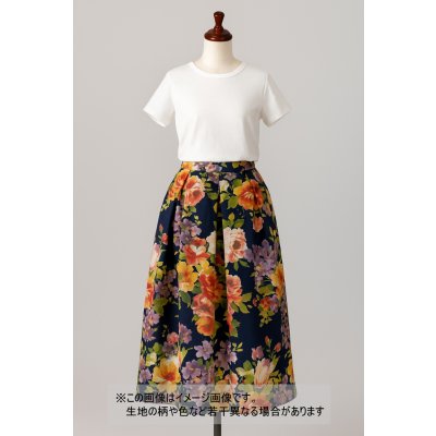 画像1: 生地：花柄コットンリネン（紺）