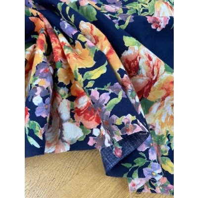 画像6: 生地：花柄コットンリネン（紺）