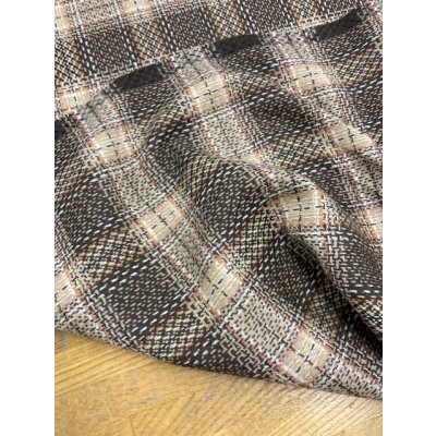 画像3: 生地：ウール100％チェック織り（茶／ベージュ）