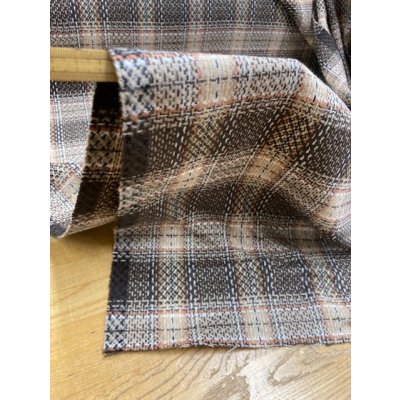 画像5: 生地：ウール100％チェック織り（茶／ベージュ）