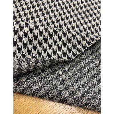 画像4: 生地：千鳥格子柄ウール綿ジャガードニット（グレー／黒）