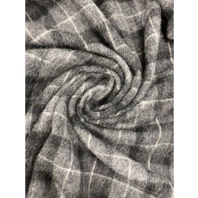 画像8: 生地:ウールポリ混チェック柄ウールシャギー(グレー/黒)