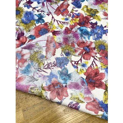 画像3: 生地:薔薇模様に花柄プリントポリエステル(白地)