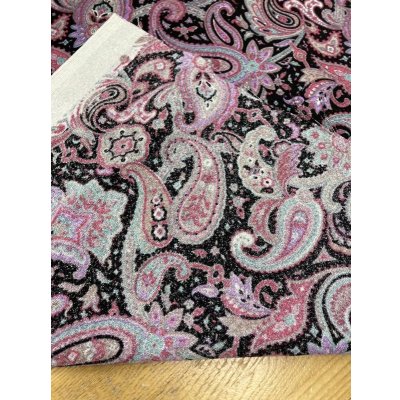 画像3: 生地：ペイズリー柄プリントトリアセテートポリ（黒／エンジ）