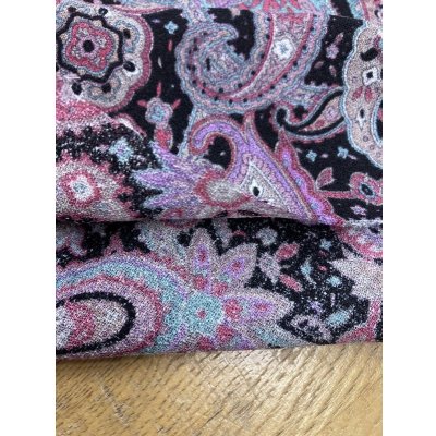 画像4: 生地：ペイズリー柄プリントトリアセテートポリ（黒／エンジ）