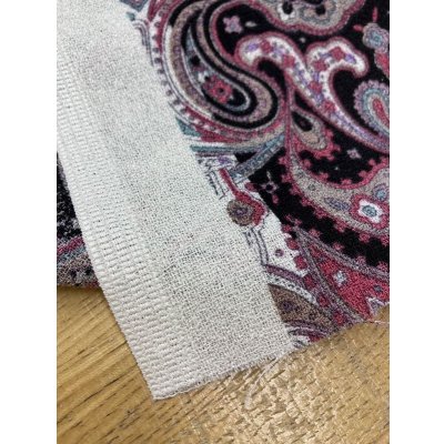 画像5: 生地：ペイズリー柄プリントトリアセテートポリ（黒／エンジ）