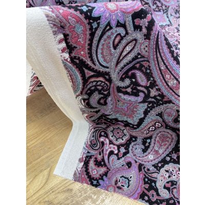 画像6: 生地：ペイズリー柄プリントトリアセテートポリ（黒／エンジ）