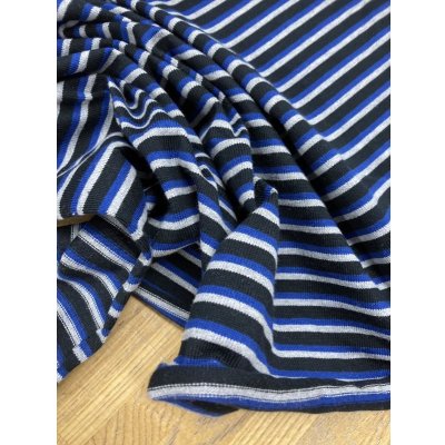 画像5: 生地：３色ボーダー柄綿１００％天竺ニット（ブルー／グレー／紺）