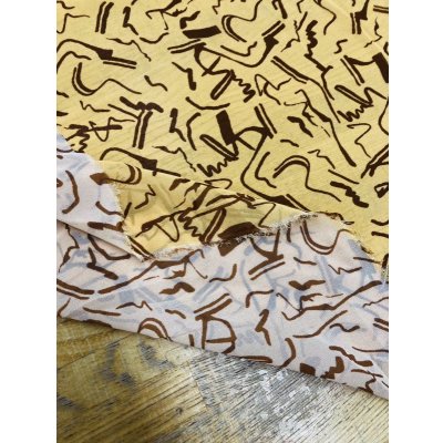 画像3: 生地：ポリエステルプリントジョーゼット（黄／茶）